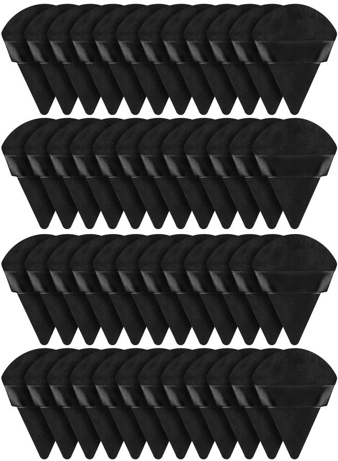 Suclain 48 Pcs Velour Triangle Powder Puff Soft Velour Makeup Puff for Face Powder Makeup Triangle Sponges for Wet and Dry Cosmetic Foundation Loose Mineral Body Tool(Black) - Image 1